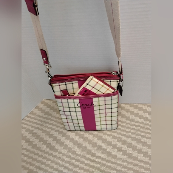 Coach Accessories - Coach Tattershall plaid crossbody bag with matching coin purse